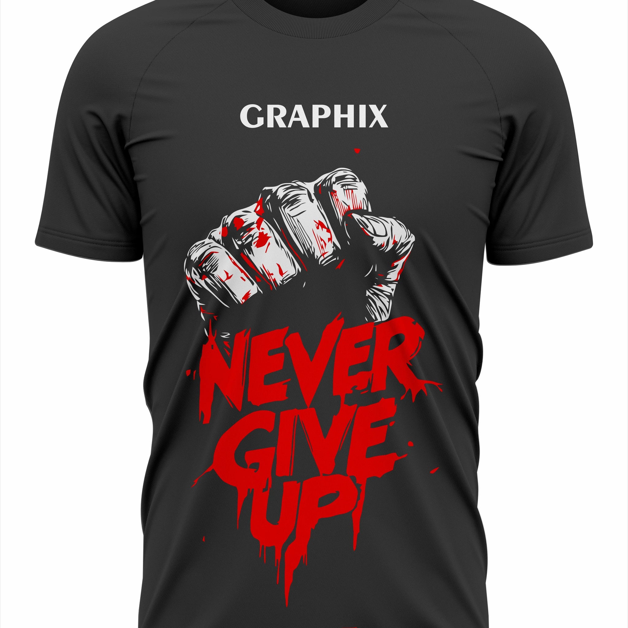 Never Give Up Graphic Sports T-Shirt | Fine Interlock Fabric - Liexpo.com
