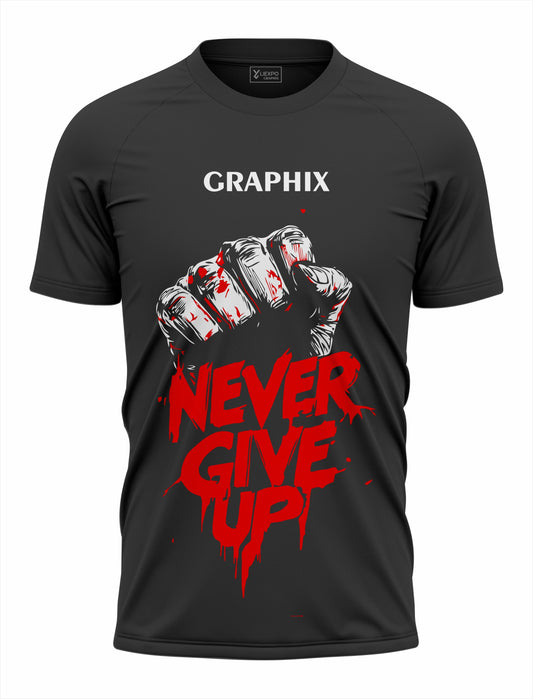Never Give Up Graphic Sports T-Shirt | Fine Interlock Fabric - Liexpo.com