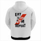 Men’s White Gym Hoodie – “Eat Sleep Gym Repeat” | 100% Cotton | Premium Winter Hoodie