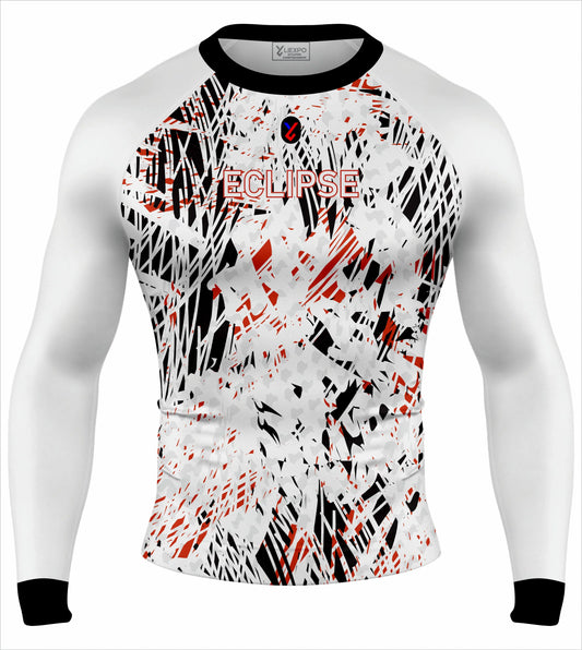 Eclipse White Abstract Rash Guard - Liexpo.com