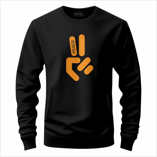 PEACE Hand Symbol Sweatshirt – Black & Orange Edition