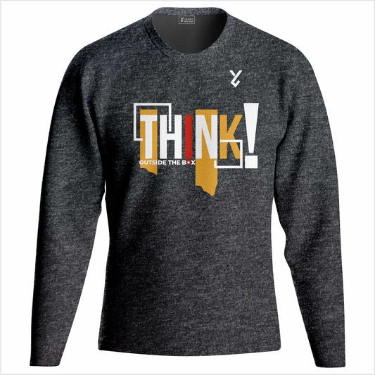 “THINK! Outside The Box” Graphic Sweatshirt – Charcoal Grey Streetwear